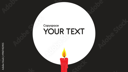 A background with empty space for text, framing candlelight with text within a neat white circle. Perfect for social media posts or promotional materials.