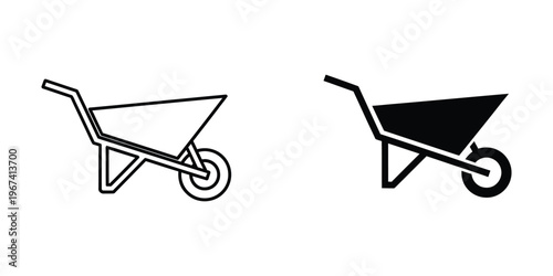Two contrasting wheelbarrow designs shown in simple line art