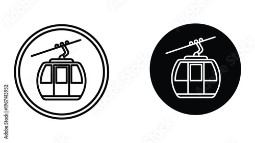 Cable car icons in contrasting background styles for visual communication