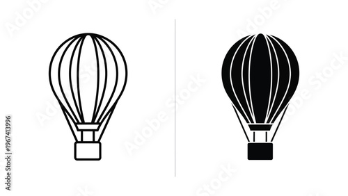 Comparison of a light and dark hot air balloon design with basket attachments