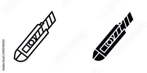 Two different views of a long cylindrical object with diagonal stripes and text