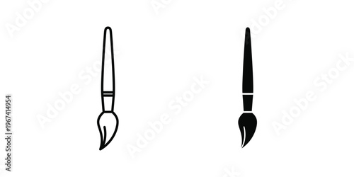 Comparison of traditional and modern paintbrush designs in black and white illustration