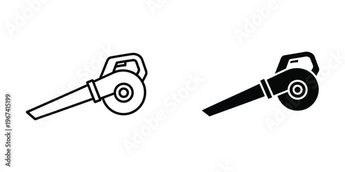 Two different types of chainsaws depicted in simple black and white line art