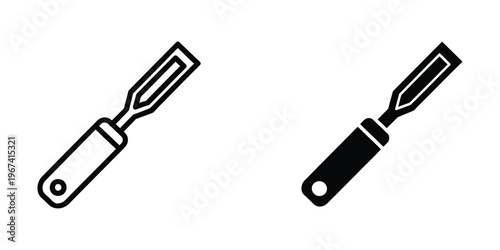 Two different types of paintbrushes shown in a simple line art style