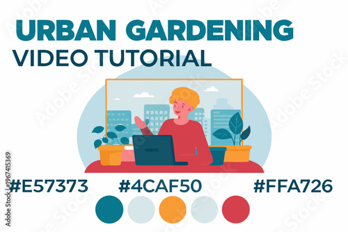 Illustration promoting an urban gardening video tutorial with color palette
