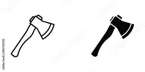 Two contrasting illustrations of traditional axes for chopping or cutting wood