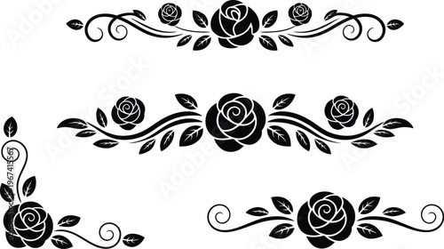 Rose flowers vintage illustration, elegant floral composition with classic ornamental elements for romantic decoration wedding design and timeless botanical artwork.