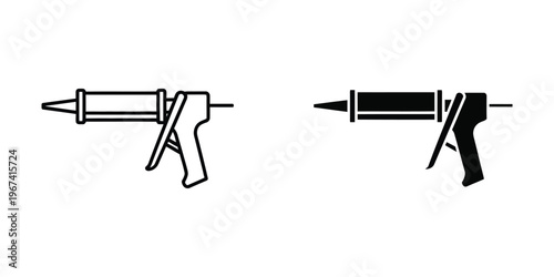 Comparison of a standard caulking gun and a filled caulking gun with material