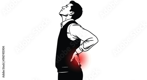 Man suffering from lower back pain, holding his aching back