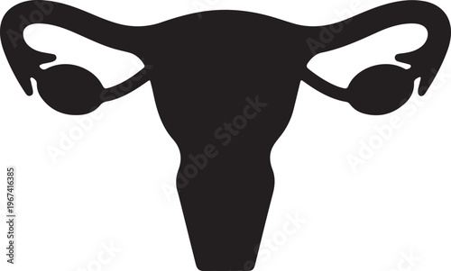 Female reproductive system uterus fallopian tubes ovaries silhouette icon anatomy