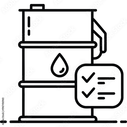 Oil Barrel Icon with Quality Checklist for Inspection and Approval Process in the Oil Industry