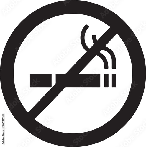 Prohibition symbol no smoking sign with cigarette silhouette vector