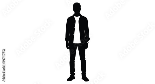 Man standing in casual attire a striking black silhouette