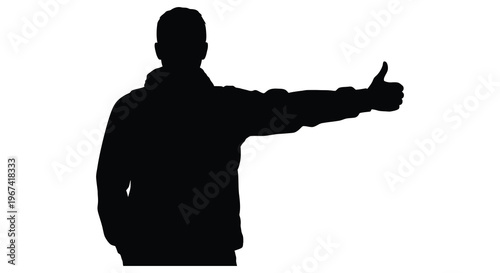 A man giving a thumbs up gesture in a dark silhouette