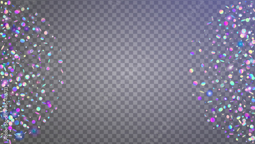 Glitch Tinsel. Blue Carnival Glitter And Pink Neon Confetti. Abstract Birthday Background. Falling Bling Over A Festive Paper Texture And Color. Purple Glitch Tinsel