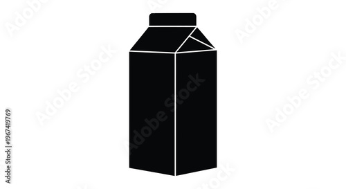 Simple black shape of a milk carton a stark silhouette
