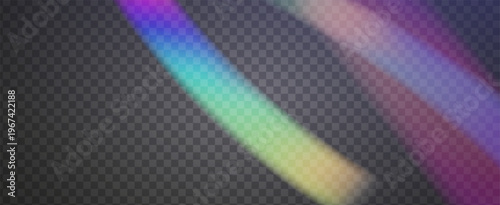 Rainbow Light Leak Prism. Iridescent Prism Background.  Camera Filter With Holographic Overlay, Blur Texture, And Fantasy Beam. Crystal  Light Leak Effect.