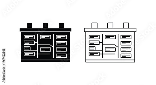 Battery Internal Structure Comparison Black White Vector