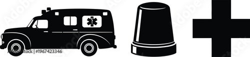Ambulance siren and cross symbol vintage medical emergency vehicle transport
