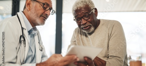 Older Man Being Attended To By Doctor In Office Setting