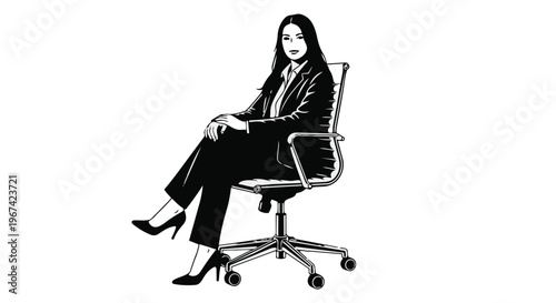 Business woman sitting on office chair