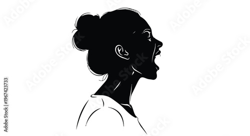 Silhouette of a woman screaming with mouth wide open