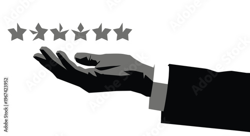 Hand holding five stars rating icon