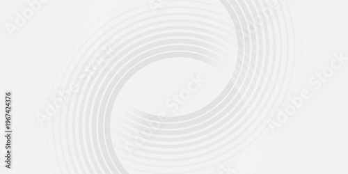 Abstract white geometric lines glowing on a gray background. Modern glossy white circle line pattern. Suitable for covers, posters, web, banners.