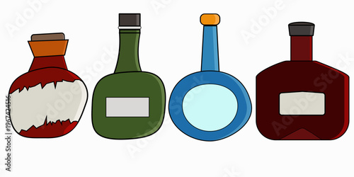 Cool colorful bottles of alcoholic drinks