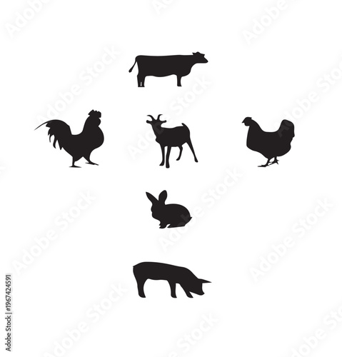 farm animals silhouettes