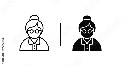 Two portraits of elderly women with glasses a striking silhouette