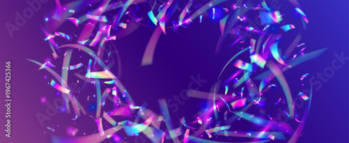 Carnival Glitter With Hologram In Heart Shape. Prism Flare And Crystal Effects For A Birthday Party Bg. Valentine And Wedding Background For Love Concept. Blue And Pink Carnival Glitter