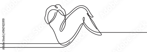 Continuous line drawing of a chicken wing, rendered in a minimalist black outline style, on a clean white surface