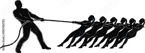 A group of people pulling a rope in a tug-of-war competition