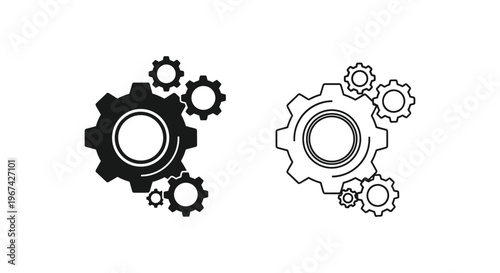Gears Cogwheel Mechanism Black White Vector