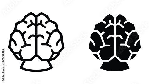 Contrasting depictions of a human brain in positive and negative visual styles