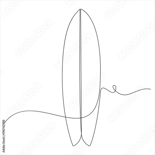 One continuous line drawing of surfing boards 