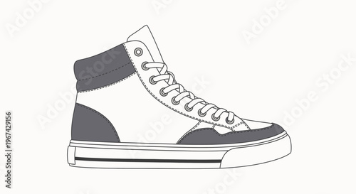 High Top Sneaker Illustration Isolated on White Background
