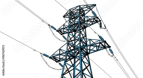 High Voltage Power Lines and Steel Lattice Transmission Tower