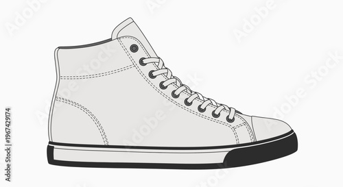 High Top Sneaker Illustration, Modern Footwear Design