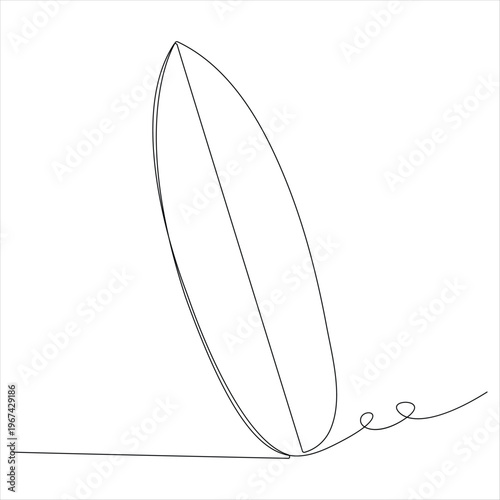 One continuous line drawing of surfing boards 