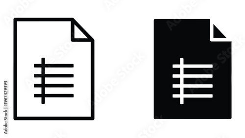 Comparison of a standard document icon and a filled document icon with horizontal lines