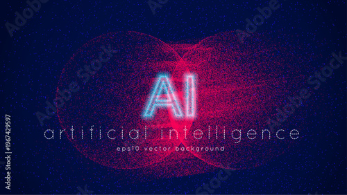 AI Particle Globe Background. Digital Dot Sphere With Gradient. 3D Tech Bg For World Data Concept. Futuristic Planet Orb In Glowing Hologram Space. Blue And Purple AI Particle Globe