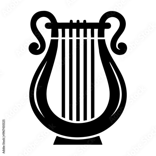 lyre musical instrument icon silhouette illustration for classical music mythology and ancient design