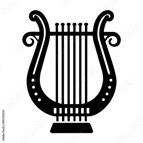 lyre musical instrument icon silhouette illustration for classical music mythology and ancient design