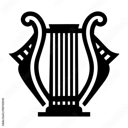 lyre musical instrument icon silhouette illustration for classical music mythology and ancient design