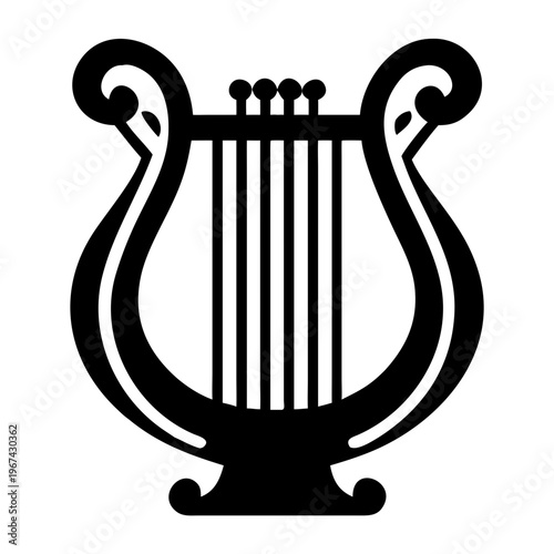 lyre musical instrument icon silhouette illustration for ancient classical music design
