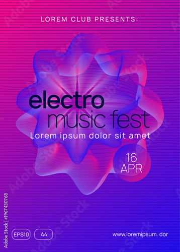 Edm Banner. Dj Magazine. Discotheque Festival Graphic. Blue Music Set. Psychedelic Beat Illustration. Electro Invite. Green Night Club Design. Violet Edm Banner