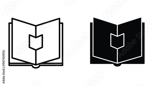 Contrasting open book icons with white and black page designs