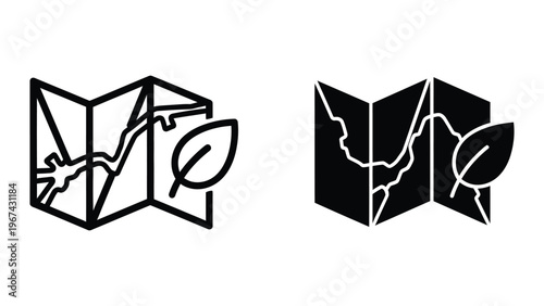 Contrasting visual representations of an open book with leaf and lightning symbols